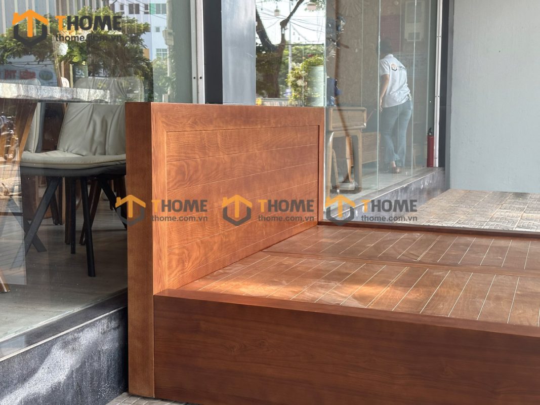 Giường ngủ gỗ sồi tự nhiên không hộc kéo vai to Cuba GN-01SN