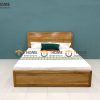 Giường ngủ gỗ sồi tự nhiên Nova đầu cong trơn 2 hộc kéo GN-01SM