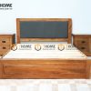 Giường ngủ gỗ sồi tự nhiên đầu nệm 2 hộc kéo GNĐN-10SM