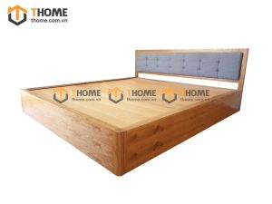 Giường ngủ gỗ sồi tự nhiên đầu nệm kín chân 2 hộc kéo GNĐN-08SM