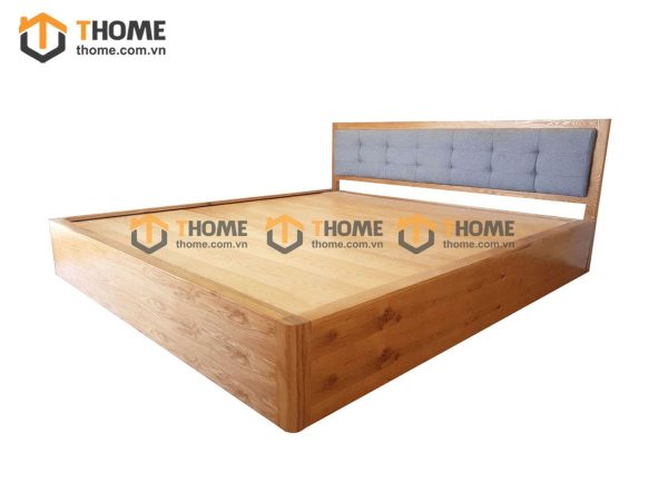 Giường ngủ gỗ sồi tự nhiên đầu nệm kín chân 2 hộc kéo GNĐN-08SM
