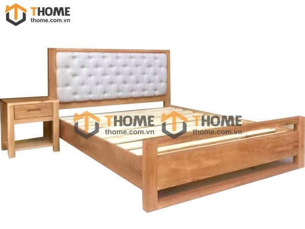 Giường ngủ gỗ sồi tự nhiên đầu nệm Capri GNĐN-09SM