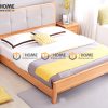 Giường ngủ gỗ sồi tự nhiên đầu nệm Caro GNĐN-11SN