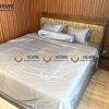 Giường ngủ gỗ sồi tự nhiên đầu nệm Luxury màu óc chó GNĐN-07SN