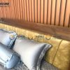 Giường ngủ gỗ sồi tự nhiên đầu nệm Luxury màu óc chó GNĐN-07SN