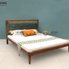 Giường ngủ gỗ sồi tự nhiên đầu nệm Sunrise màu óc chó GNĐN-06SN