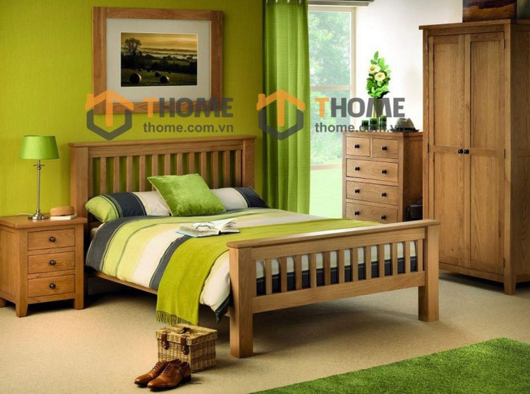 Giường ngủ gỗ sồi tự nhiên Dream GN-10SM