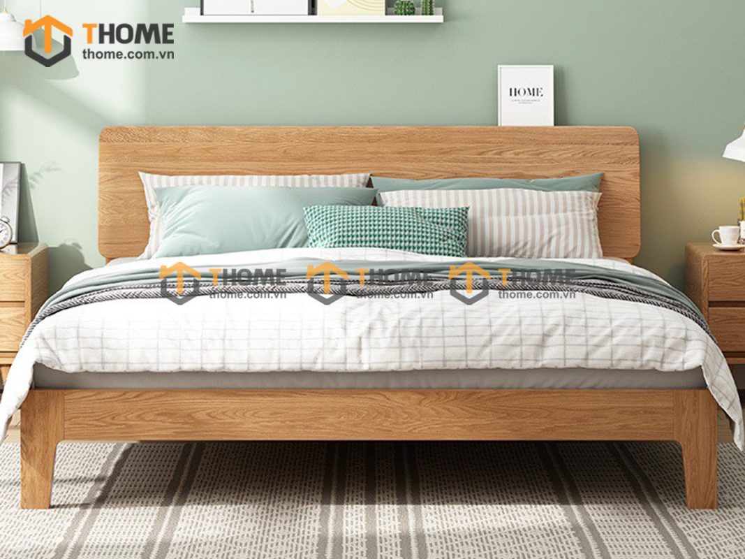 Giường ngủ gỗ sồi tự nhiên Hiroshima màu tự nhiên GN-05SN