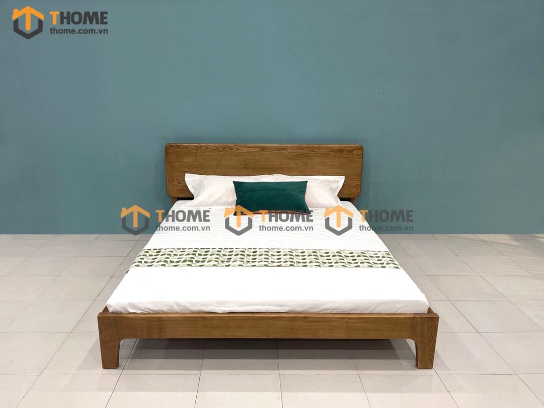 Giường ngủ gỗ sồi tự nhiên Hiroshima màu óc chó GN-06SN