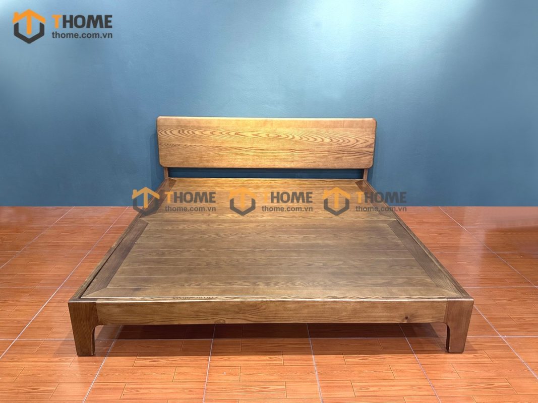 Giường ngủ gỗ sồi tự nhiên Hiroshima màu óc chó GN-06SN