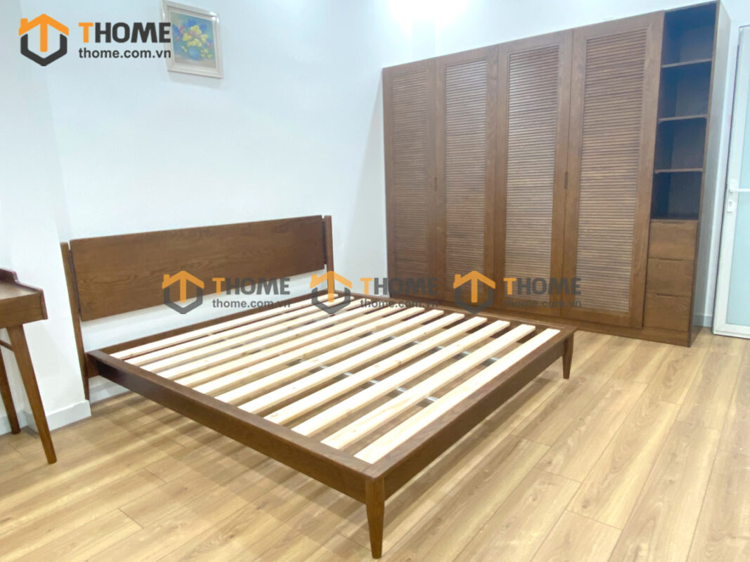 Giường ngủ Capri gỗ sồi tự nhiên màu óc chó GN-10SN