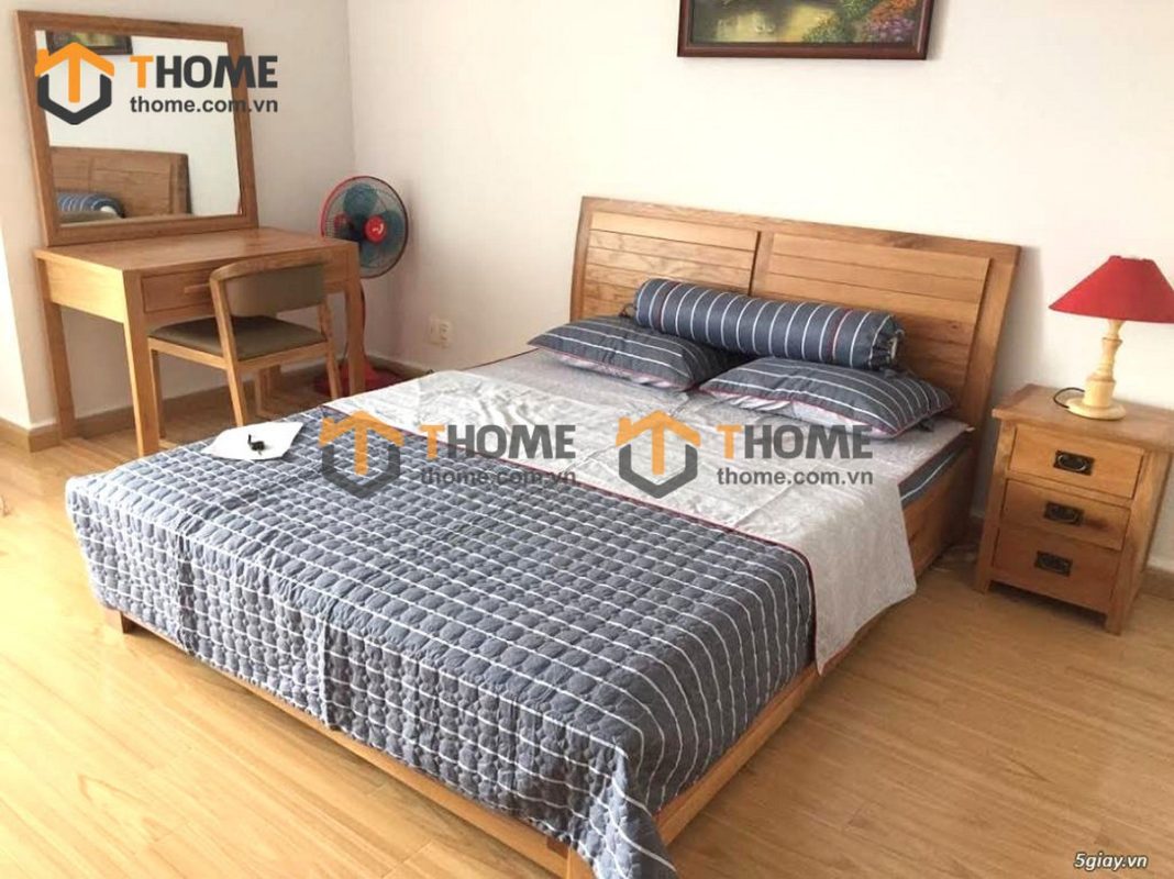 Giường ngủ gỗ sồi tự nhiên Nova đầu lá sách 2 hộc kéo GN-02SM