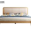 Giường ngủ gỗ sồi tự nhiên đầu nệm Mama màu tự nhiên GNĐN-02SN