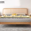 Giường ngủ gỗ sồi tự nhiên đầu nệm Mama màu tự nhiên GNĐN-02SN