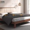 Giường ngủ gỗ sồi tự nhiên đầu nệm Mama màu óc chó GNĐN-03SN