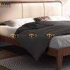 Giường ngủ gỗ sồi tự nhiên đầu nệm Mama màu óc chó GNĐN-03SN