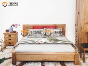 Giường ngủ gỗ sồi tự nhiên Nhật cao GN-14SM