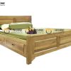 Giường ngủ gỗ sồi tự nhiên đầu thẳng 2 hộc kéo chân hở GN-05SM