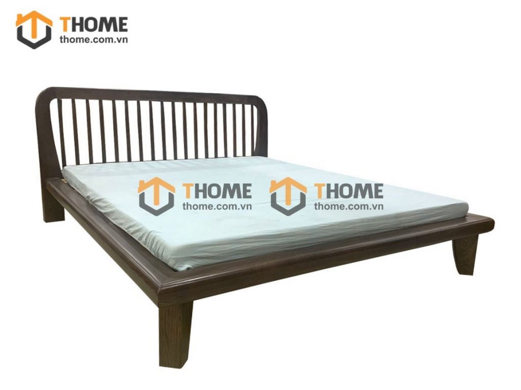 Giường ngủ gỗ sồi tự nhiên Polo màu óc chó GN-08SN