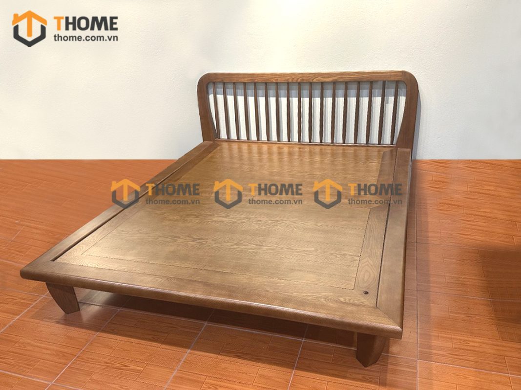 Giường ngủ gỗ sồi tự nhiên Polo màu óc chó GN-08SN