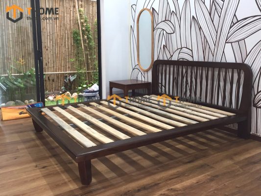 Giường ngủ gỗ sồi tự nhiên Polo màu óc chó GN-08SN