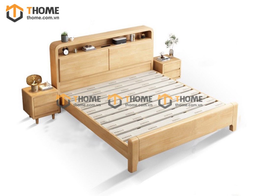Giường ngủ gỗ sồi tự nhiên Toto màu tự nhiên GN-13SN