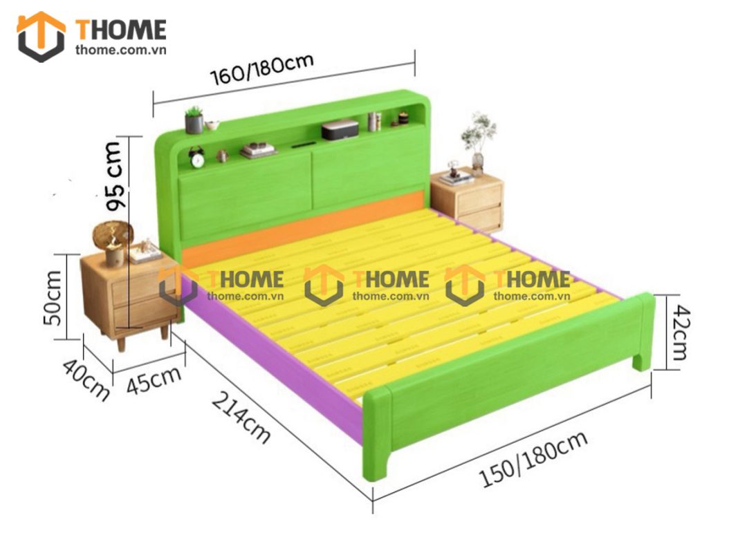 Giường ngủ gỗ sồi tự nhiên Toto màu tự nhiên GN-13SN