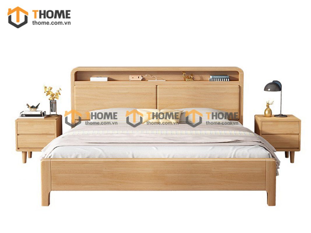 Giường ngủ gỗ sồi tự nhiên Toto màu tự nhiên GN-13SN