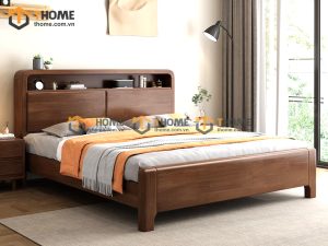 Giường ngủ gỗ sồi tự nhiên Toto màu óc chó GN-14SN