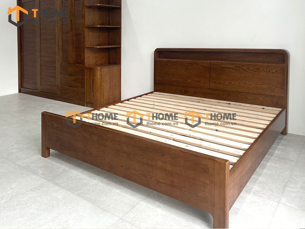 Giường ngủ Toto gỗ sồi tự nhiên màu óc chó GN-14SN