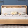 Giường ngủ gỗ sồi tự nhiên đầu nệm Toto màu tự nhiên GNĐN-04SN