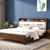 Giường ngủ gỗ sồi tự nhiên đầu nệm Toto màu óc chó GNĐN-05SN