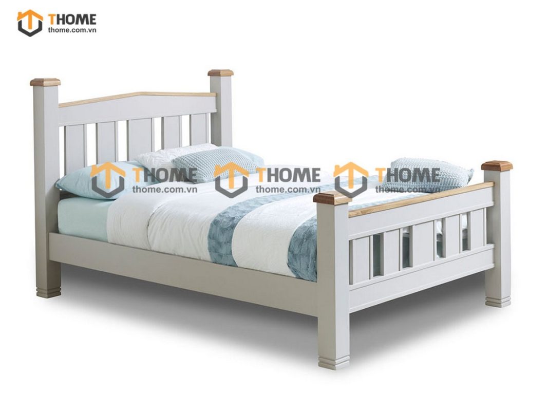 Giường ngủ gỗ sồi tự nhiên Woodstock màu trắng GN-12SM
