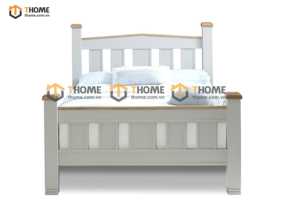 Giường ngủ gỗ sồi tự nhiên Woodstock màu trắng GN-12SM