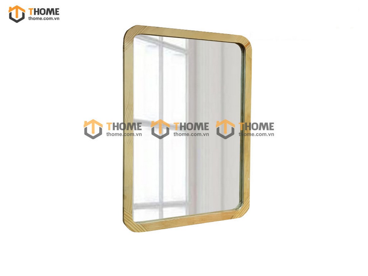 Gương soi treo tường gỗ sồi tự nhiên hình chữ nhật viền gỗ GS-19SN