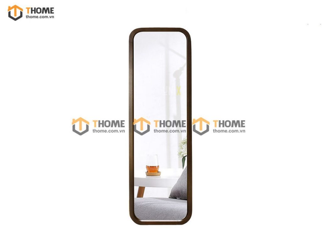 Gương soi treo tường gỗ sồi tự nhiên hình chữ nhật viền gỗ GS-17SN