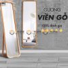 Gương soi treo tường gỗ sồi tự nhiên hình chữ nhật viền gỗ GS-17SN