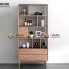 Kệ sách gỗ sồi tự nhiên 1 cánh lật 2 hộc kéo không hậu KS-05SN