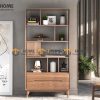 Kệ sách gỗ sồi tự nhiên 1 cánh lật 2 hộc kéo không hậu KS-05SN