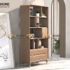Kệ sách gỗ sồi tự nhiên 1 cánh lật 2 hộc kéo không hậu KS-05SN