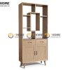 Kệ sách gỗ sồi tự nhiên 2 cánh 2 hộc kéo không hậu KS-04SN