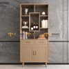 Kệ sách gỗ sồi tự nhiên 2 cánh 2 hộc kéo không hậu KS-04SN