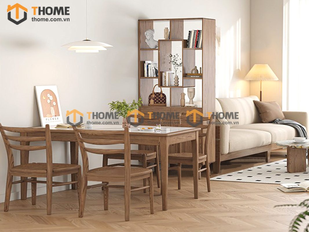 Kệ sách gỗ sồi tự nhiên 2 cánh lật 2 hộc kéo không hậu KS-04SN