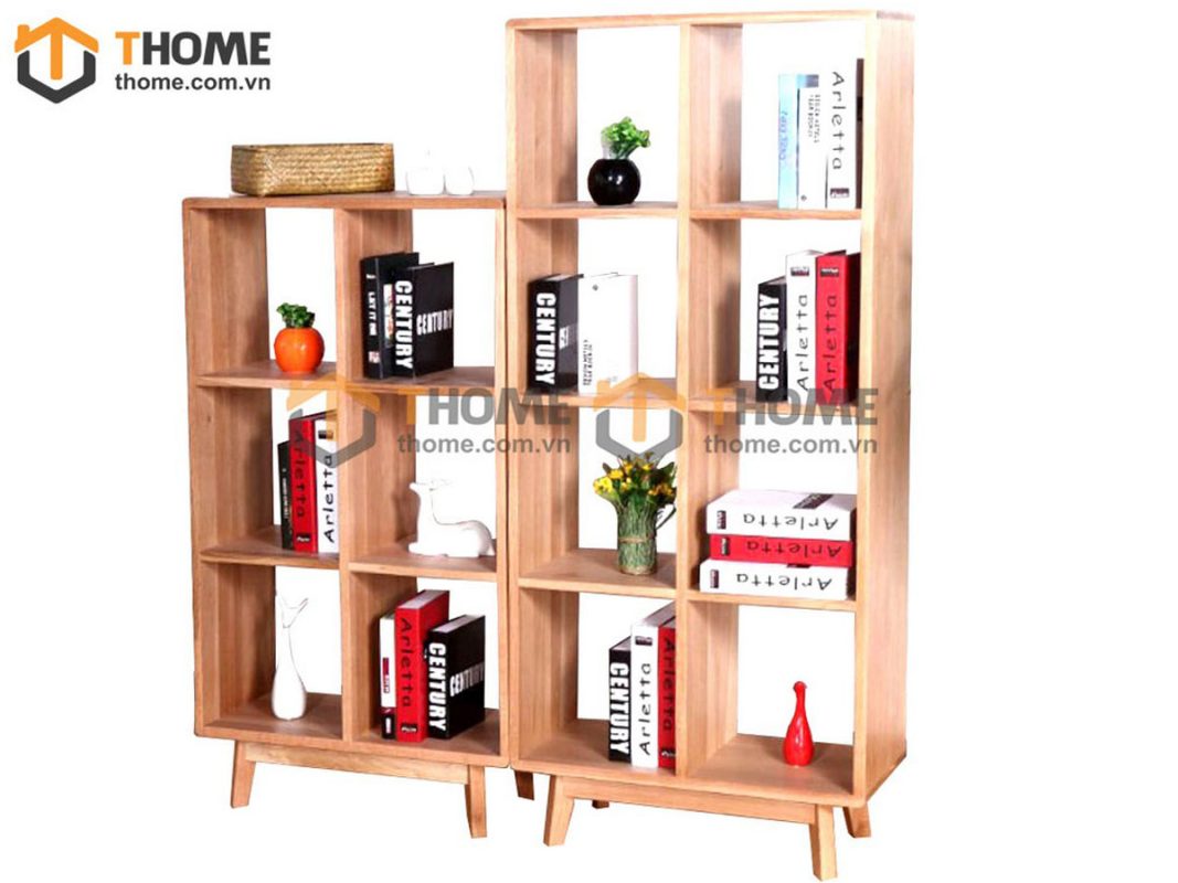 Kệ sách gỗ sồi tự nhiên 2 hộc kéo Como KS-07SM