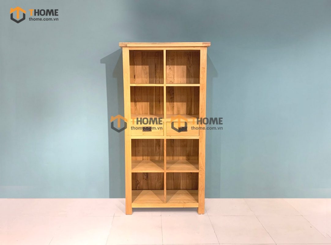 Kệ sách gỗ sồi tự nhiên 2 hộc kéo giữa Harris KS-01SM