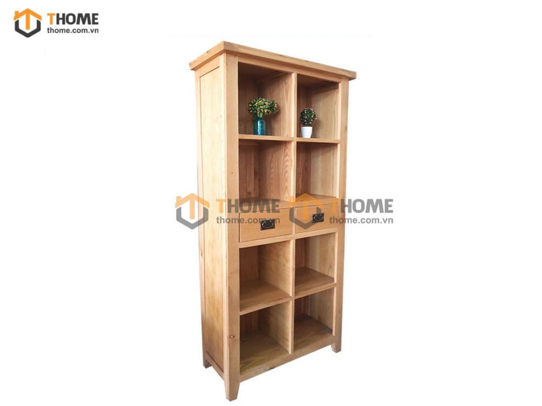Kệ sách gỗ sồi tự nhiên 2 hộc kéo giữa Harris KS-01SM