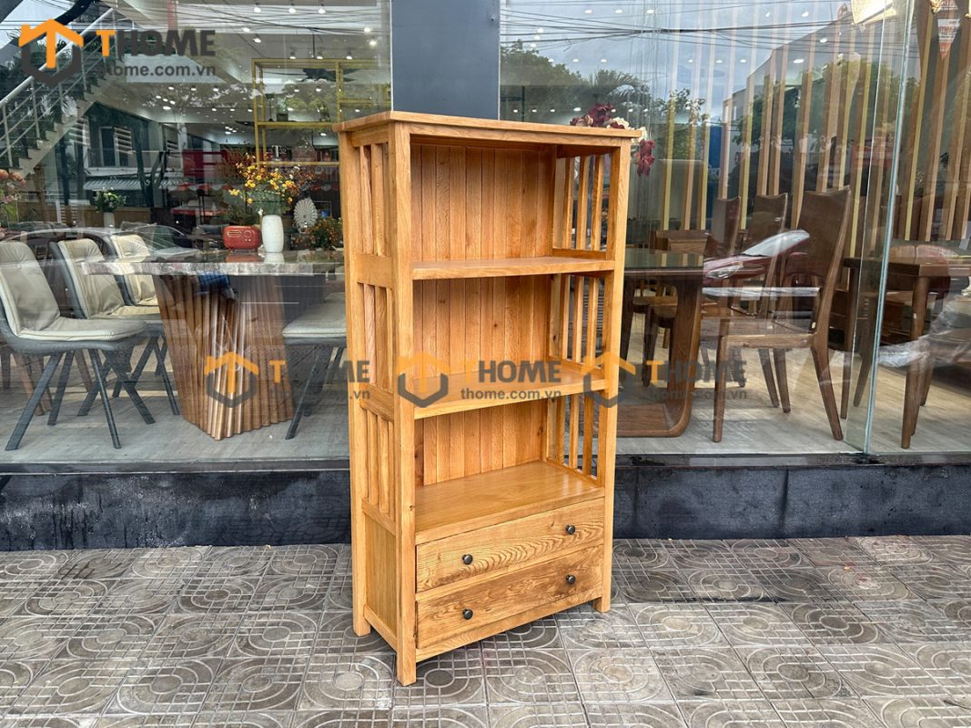 Kệ sách gỗ sồi tự nhiên 2 hộc kéo thấp Ashmore KS-16SM
