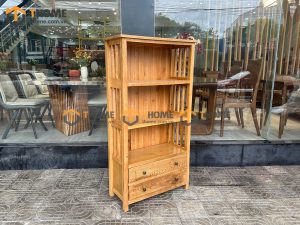 Kệ sách gỗ sồi tự nhiên 2 hộc kéo thấp Ashmore KS-16SM