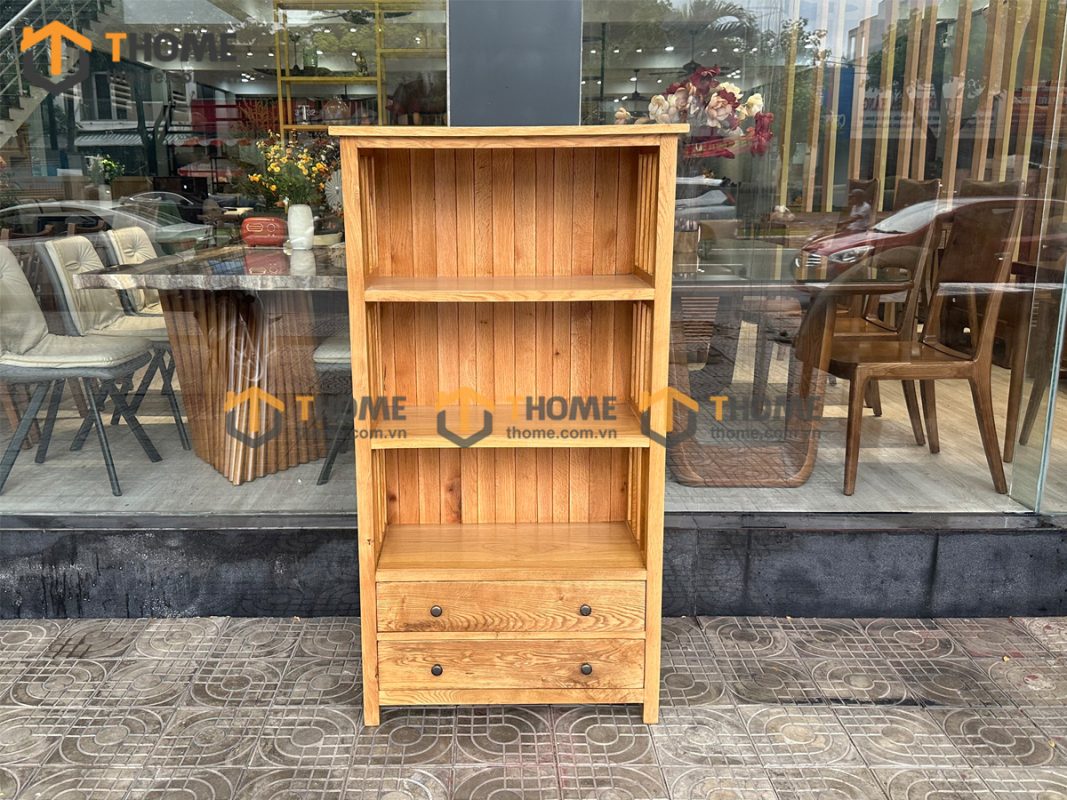 Kệ sách gỗ sồi tự nhiên 2 hộc kéo thấp Ashmore KS-16SM