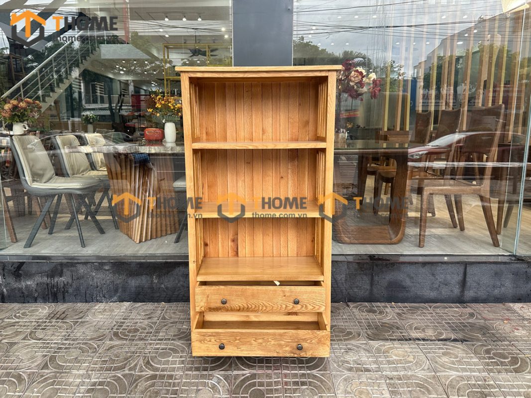 Kệ sách gỗ sồi tự nhiên 2 hộc kéo thấp Ashmore KS-16SM